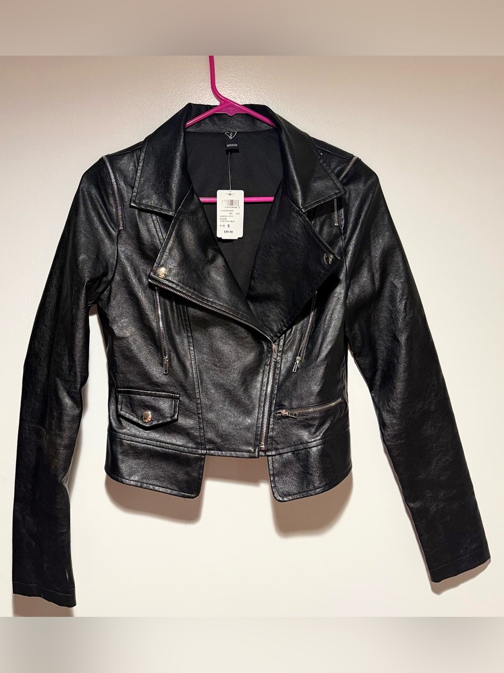 Windsor Black Faux Leather Moto Jacket - Women's